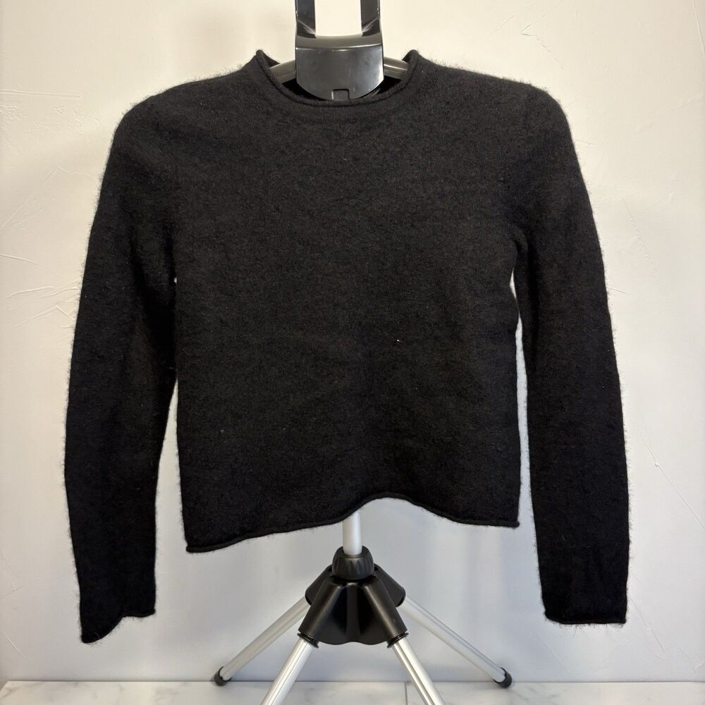 AQUA 100% Cashmere Crew Neck Sweater Black Women’s Size Medium